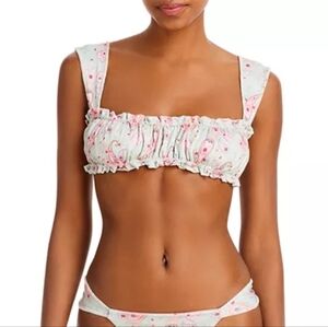 NWT Capittana Mia Pink Paisley Ruched Bandeau Bikini Top‎ M